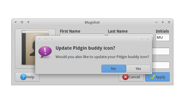 Mugshot can optionally update your Pidgin buddy icon.
